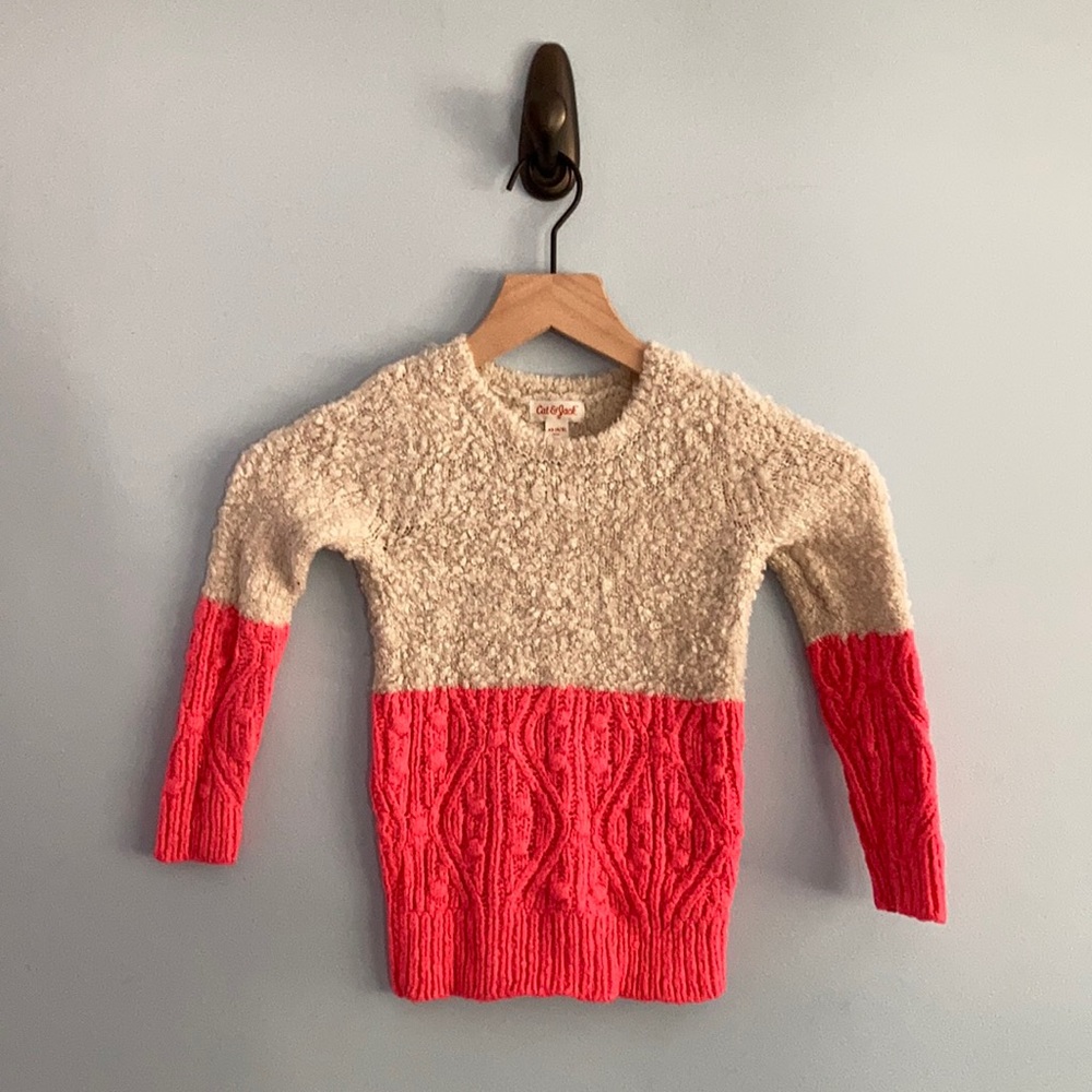 Cream and hot pink girls top by Cat & Jack